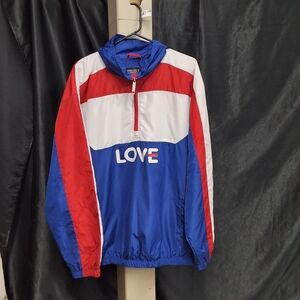 Love Utility Jacket Red and White Colorblock